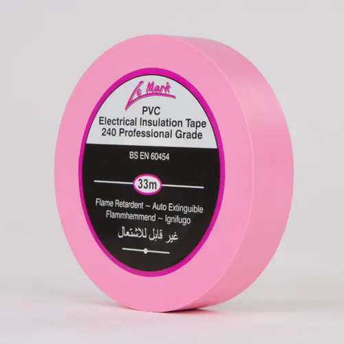 Le Mark PVC Electrical Tape - PINK - 33m Roll, 19mm x 33m Pink
