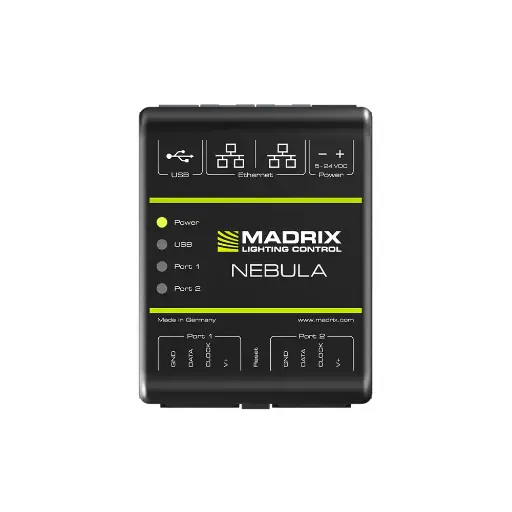 [IA-HW-001018] Madrix NEBULA ; Network Node / USB 2.0 Interface; SPI Converter For 8 Universes; 2x OUT; DIN Rail