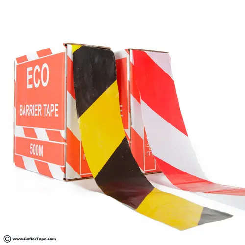 [BT75500RWHEAVY] Le Mark Heavy Duty Hazard Warning Barrier Tape - Red/White 75Mm X 500M